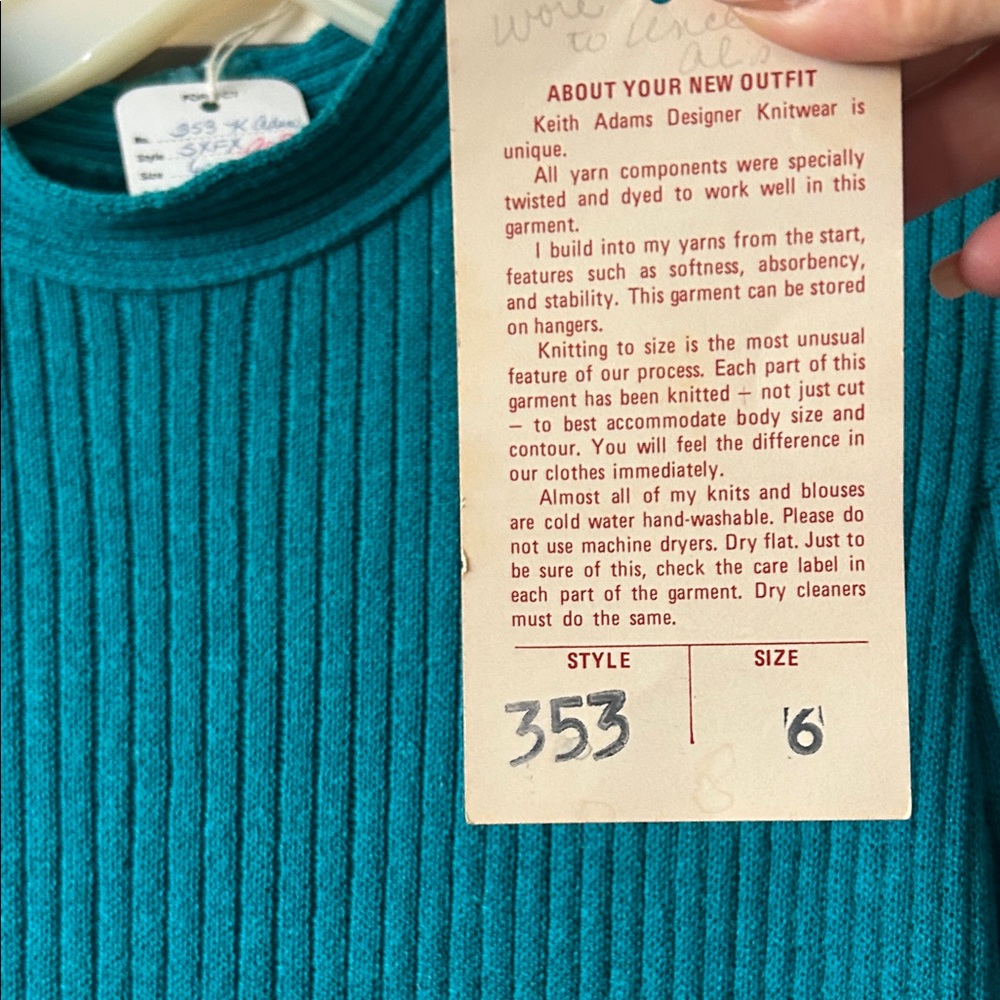 Vintage 90s Keith Adams sz6 Teal LS Dress.Estate item.$$$ on another site - Picture 7 of 15